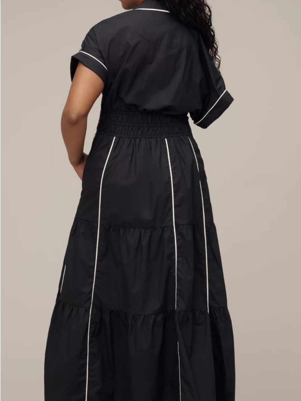 Anthropologie Somerset Black Maxi Dress with White Trim - Picture 5 of 7